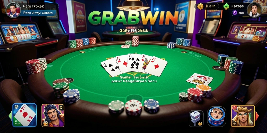 Tampilan gameplay Poker seru dan menyenangkan di GRABWIN.