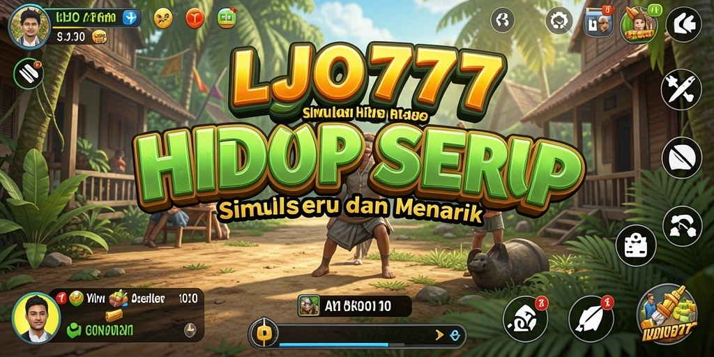 Screenshot gameplay LJO777 menampilkan karakter dalam berbagai aktivitas simulasi.