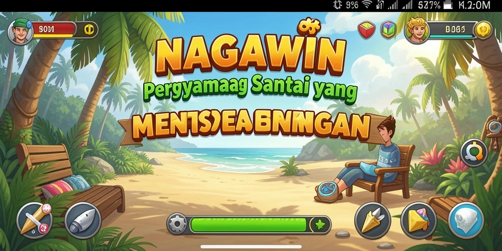 Tampilan gameplay NAGAWIN yang penuh warna dan menarik.