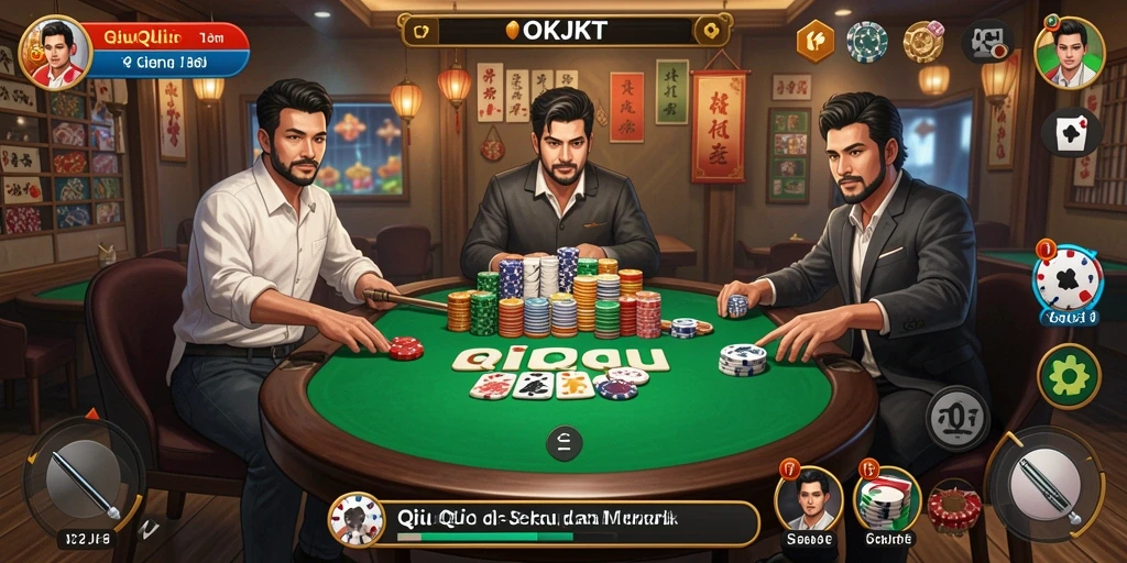 Tampilan gameplay seru dalam permainan QiuQiu OKJKT.