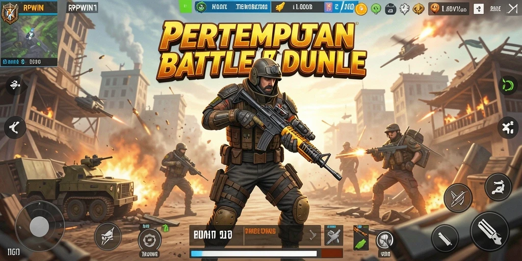 Screenshot utama RPWIN1 menampilkan aksi pertempuran mendebarkan.