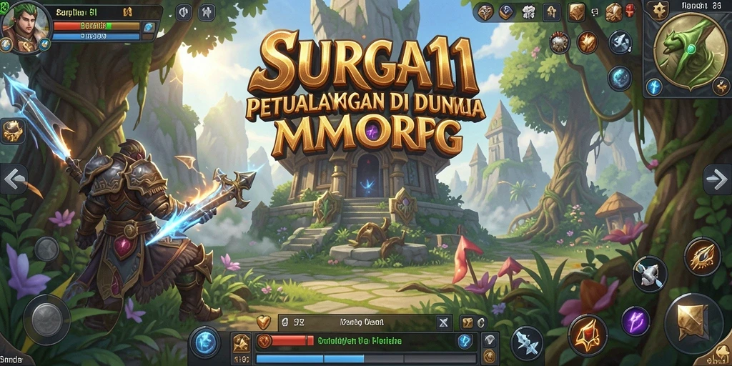 Screenshot SURGA11 menampilkan pertempuran epik dalam dunia MMORPG.