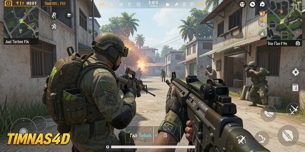 Tampilan game FPS yang mendebarkan dalam TIMNAS4D.