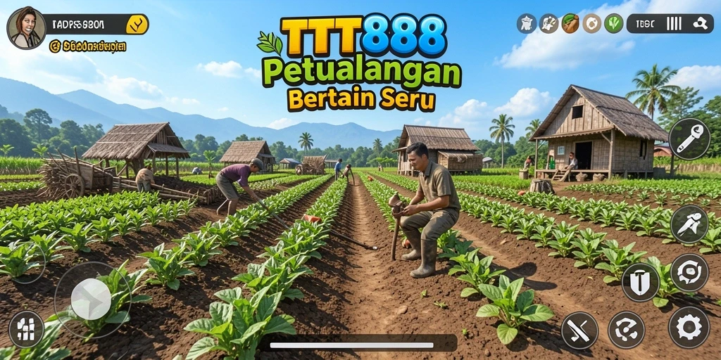 Screenshot gameplay TTT888 menunjukkan aktivitas bertani yang seru.