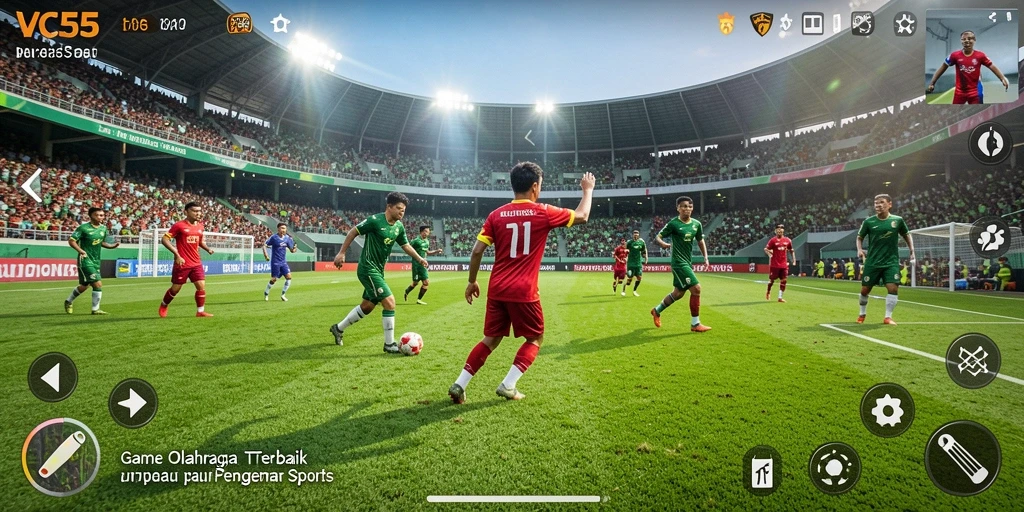 Tampilan gameplay menegangkan dari VC55 dengan berbagai mode olahraga.